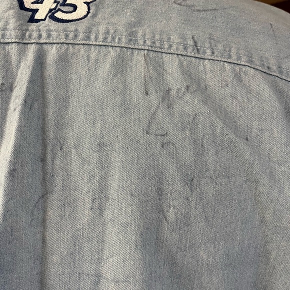 Ken Bouchard Signed Stp Racing Vintage NASCAR Button Up Denim Jean Shirt - Picture 6 of 12
